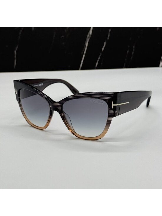 NEW TOM FORD ANOUSHKA TF371 20B BLACK/BROWN WOMEN CAT EYE SUNGLASSES FT0371 main image 8